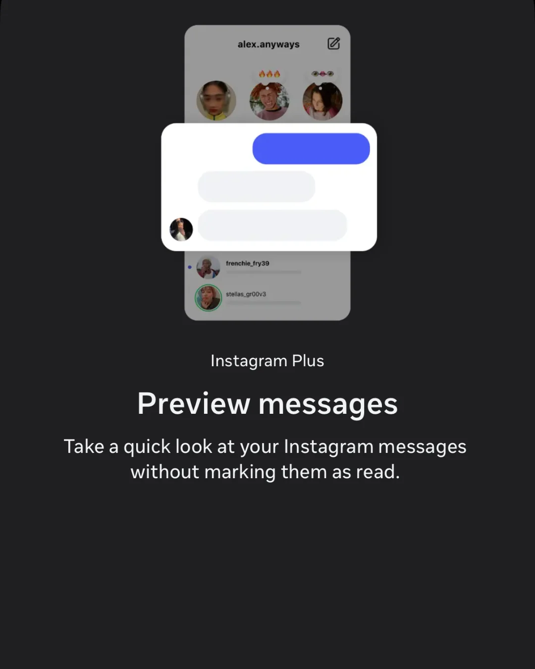 Preview Messages Instagram Plus Preview Messages feature for reading DMs without marking them seen